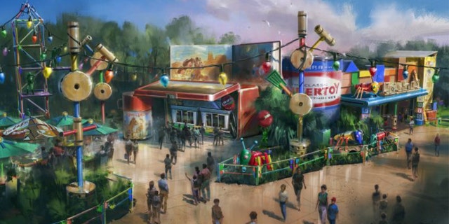 Toy Story Land features some of Andy's favorite toys, as well as his thermos and lunchbox.