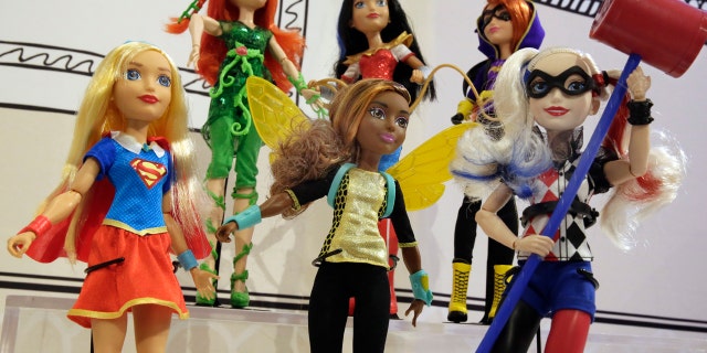 This Thursday, Oct. 6, 2016, photo shows Mattel DC Super Hero Girls on display at the annual TTPM Holiday Showcase, in New York.