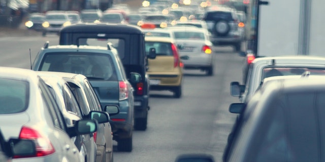 traffic jams in the city, road, rush hour