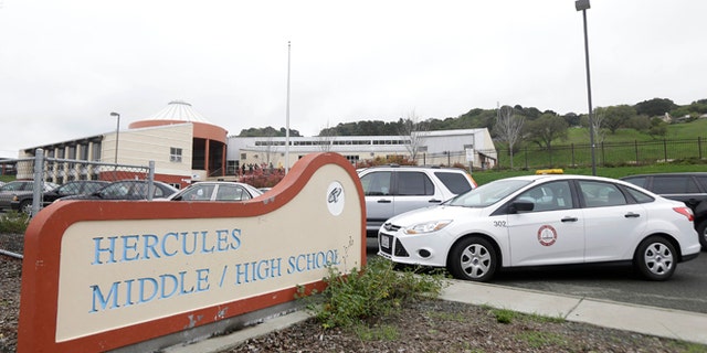 March 4, 2014: A sign for the Hercules Middle/High School campus is shown in Hercules, Calif.