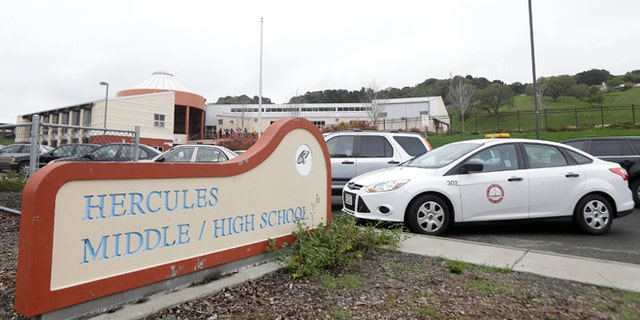 March 4, 2014: A sign for the Hercules Middle/High School campus is shown in Hercules, Calif.