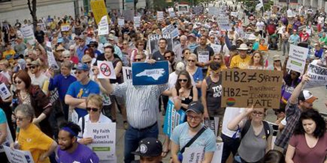 Marchers protest House Bill 2 in North Carolina