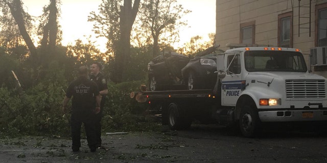 A tree fell onto a vehicle and killed an 11-year-old girl during Tuesday's storm in Newburgh, N.Y.
