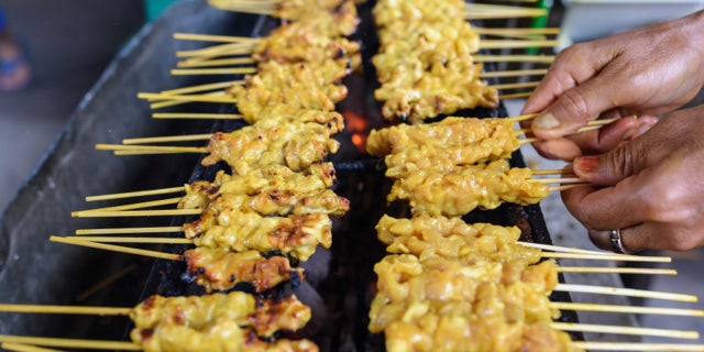Grilled spices pork (Satay in Thai)