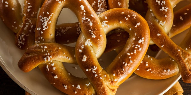 Homemade Soft Pretzels with Salt Ready to Eat
