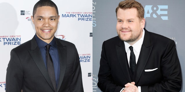 Trevor Noah, left, and James Corden have both had time to settle into their new late-night roles.