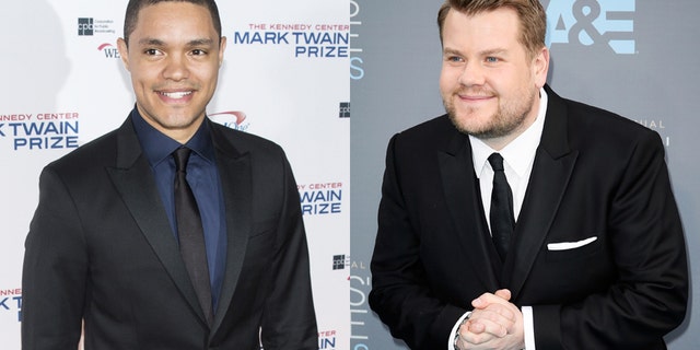 Trevor Noah, left, and James Corden have both had time to settle into their new late-night roles.