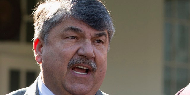 Nov. 13, 2012: AFL-CIO President Richard Trumka speaks to reporters outside the White House in Washington.