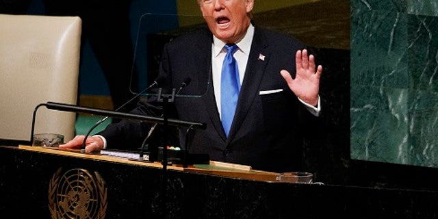 President Donald Trump speaks to the United Nations General Assembly, Tuesday, Sept. 19, 2017, in New York. (AP Photo/Evan Vucci)