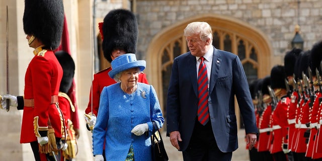 Queen Elizabeth reportedly wore a brooch (not pictured) former President Barack Obama and former first lady Michelle Obama gave her during a 2011 visit on the day President Trump arrived in the U.K.