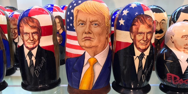 Trump nesting dolls are popular at souvenir shops in Russia.