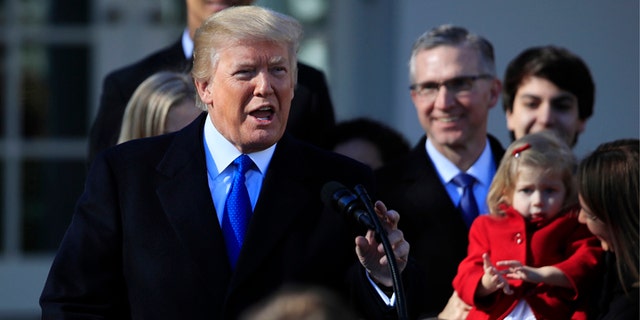 President Donald Trump speaks to participants of the annual March for Life event, in the Rose Garden of the White House.