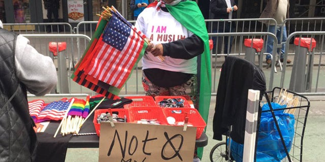 One of the numerous merchants at the "I Am A Muslim Too" rally.