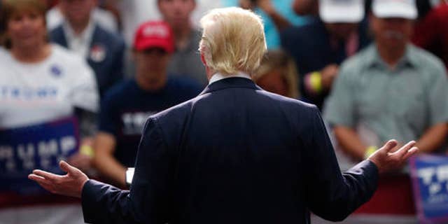Republican presidential candidate Donald Trump speaks at a campaign rally in Akron, Ohio, Monday, Aug. 22, 2016. (AP Photo/Gerald Herbert)