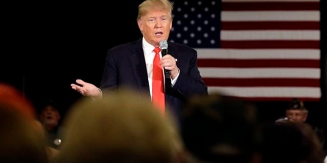 Republican presidential candidate Donald Trump speaks at a campaign stop Wednesday, March 30, 2016, in Appleton, Wis. (AP Photo/Nam Y. Huh)