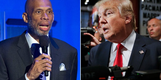 At left,Former NBA basketball player Kareem Abdul-Jabbar; at right, Republican presidential candidate Donald Trump (Reuters/AP)