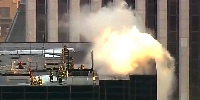 Fire broke out in a cooling tower on the roof of Trump Tower in midtown Manhattan.