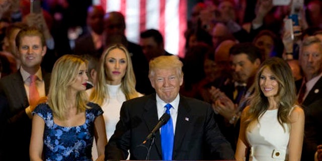 Republican presidential candidate Donald Trump smiles as he speaks during a primary night news conference on May 3, 2016, in New York. (AP Photo/Mary Altaffer)