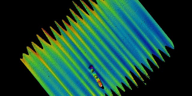 Multibeam sonar image of the shipwreck site.