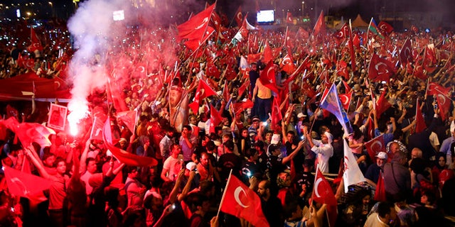 Following the 2016 coup attempt in Turkey, supporters of Erdogan swarmed the streets.