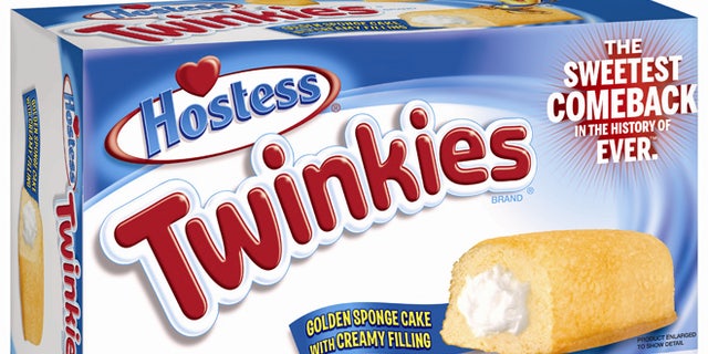 July 15, 2013: This undated image provided by Hostess Brands LLC shows a box of Twinkies. Twinkies will be back on shelves after its predecessor company went bankrupt after an acrimonious fight with unions last year. The brands have since been purchased by Metropoulos & Co. and Apollo Global Management.