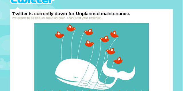 A familiar site for many Twitter users: the site's so called "Fail Whale," posted when there is a service disruption or the site is over capacity.