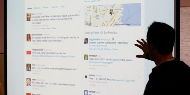 Sept. 14, 2010: Twitter CEO Evan Williams makes a presentation about changes to the social network at Twitter headquarters in San Francisco.