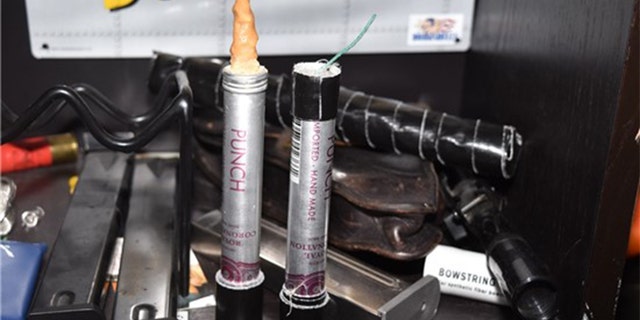 Randall Drake has been charged possession of these two destructive devices, as well as a third.