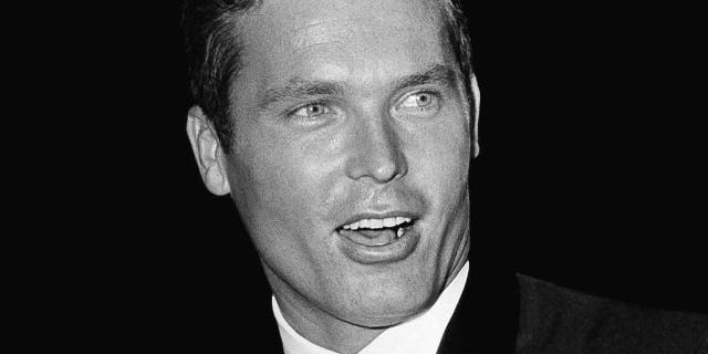 In this April 9, 1962 file photo, actor Ty Hardin arrives for the Academy Award presentations in Santa Monica, Calif. Hardin, a popular film and television actor who starred in the TV Western series âBroncoâ and replaced Clint Walker in 1958 as the star of the TV show âCheyenne, â died Thursday at age 87.