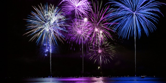 Colorful Fireworks for the Grand Finale over Lake