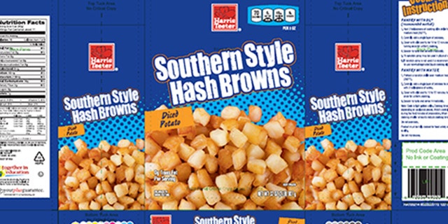 One of the recalled frozen hash brown packages