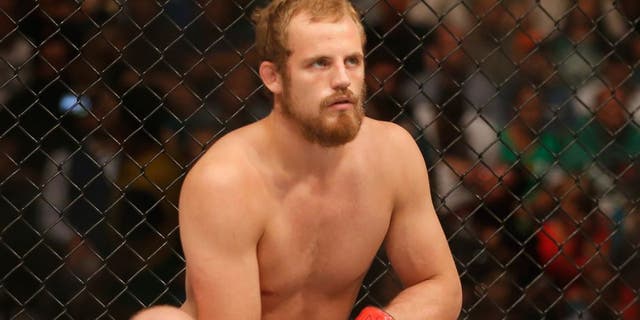 LAS VEGAS, NV - JULY 11: Gunnar Nelson prepares to face Brandon Thatch in their welterweight fight during the UFC 189 event inside MGM Grand Garden Arena on July 11, 2015 in Las Vegas, Nevada. (Photo by Christian Petersen/Zuffa LLC/Zuffa LLC via Getty Images)