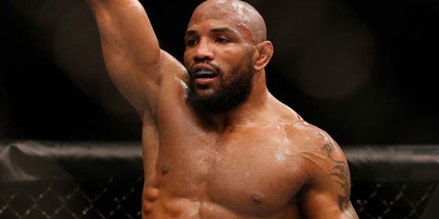 LAS VEGAS, NV - DECEMBER 12: Yoel Romero of Cuba reacts to his victory over Ronaldo 'Jacare' Souza of Brazil in their middleweight bout during the UFC 194 event inside MGM Grand Garden Arena on December 12, 2015 in Las Vegas, Nevada. (Photo by Christian Petersen/Zuffa LLC/Zuffa LLC via Getty Images)
