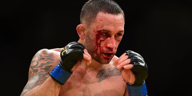 LAS VEGAS, NV - JULY 09: Frankie Edgar faces Jose Aldo of Brazil in their UFC interim featherweight championship bout during the UFC 200 event on July 9, 2016 at T-Mobile Arena in Las Vegas, Nevada. (Photo by Harry How/Zuffa LLC/Zuffa LLC via Getty Images)