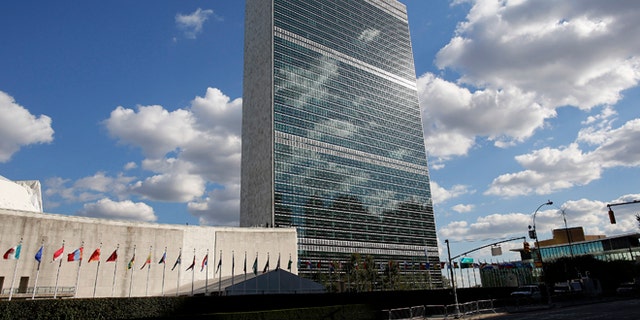 Sept. 24, 2012: Clouds are reflected off the Secretariat Building of the U.N. headquarters in New York.