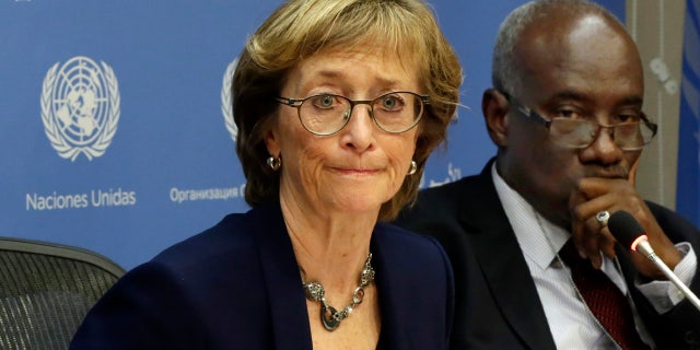 Dec. 17, 2015: Canadian judge Marie Deschamps, left, chair of the Independent Review Panel on UN Response to Allegations of Sexual Abuse by Foreign Military Forces in the Central African Republic, is joined by panel member Hassan Jallow at a news conference. (AP Photo/Richard Drew)