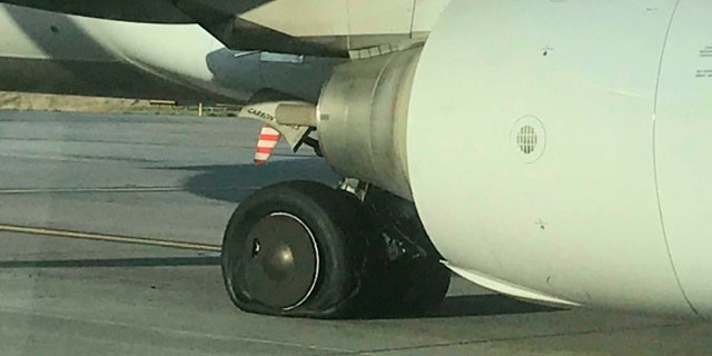 Airport spokeswoman Emily Williams says Flight 448 from Boston landed safely before the problem was discovered Monday evening.
