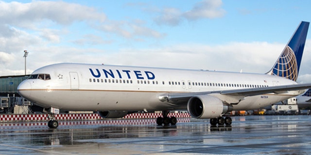 A United Airlines Boeing 767-300/ER is seen at Zurich Airport in Switzerland.