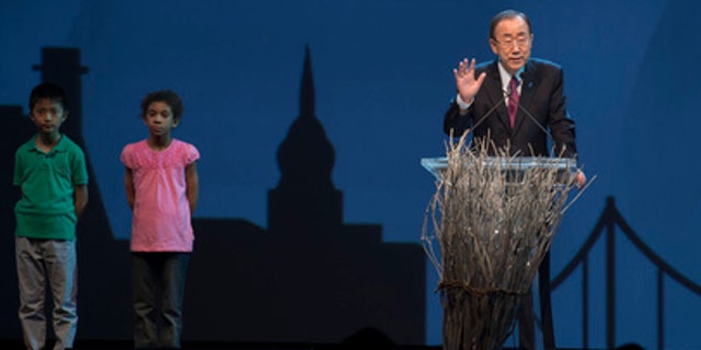 UN Secretary-General Ban Ki-moon makes introductory remarks at the opening ceremony of the first-ever World Humanitarian Summit, being held in Istanbul, Turkey, May 23-24, 2016. (UN Photo/Eskinder Debebe)
