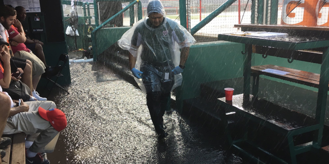 The Washington Nationals' dugout flooded Tuesday night ahead of the MLB All-Star Game.