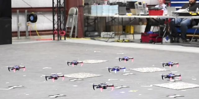 Swarm drones can communicate in groups as small as twelve to as large as one thousand (or more) without affecting the speed and functionality.