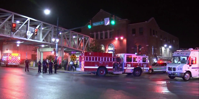 The scene after the train crash in suburban Philadelphia.