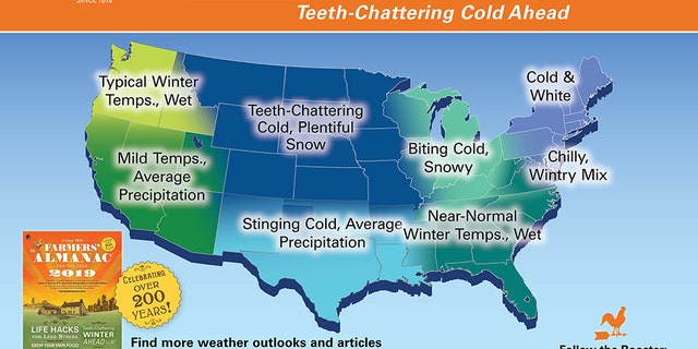 The winter forecast from The Farmers' Almanac.