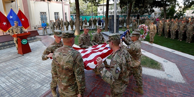 A ceremony marking a U.S. casualty in Afghanistan