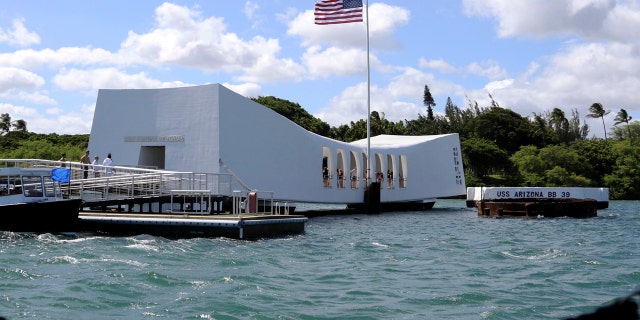 This Thursday, Sept. 21, 2017 file photo shows the USS Arizona Memorial in Pearl Harbor, Hawaii.