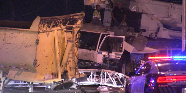 The driver of a truck died Sunday night after his vehicle crashed into a crane.