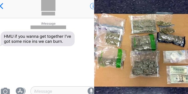 A wrong text to a narcotics police officer led to a man getting arrested for selling marijuana, according to police.