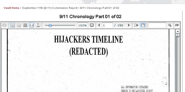 Included within the FBI's 'Vault' is the 'Hijackers Timeline,' a 150-page spreadsheet detailing the Sept. 11 hijackers and their associates. Beginning with Mohamed Atta, who crashed American Airlines Flight 11 into the North Tower of the World Trade Center, the document lists each subject's country of origin, date of birth and tracks every known movement they made leading up to the terrorist attacks that killed nearly 3,000 people. (FBI.gov)