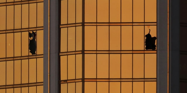 Gunman Stephen Paddock fired out of two broken windows on the 32nd floor of the Mandalay Bay Hotel and Casino.