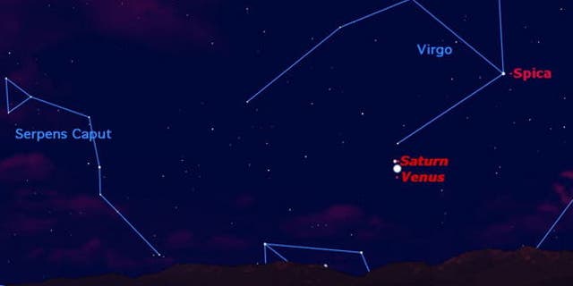 Look in the eastern sky just before sunrise this week for a close encounter between planets Saturn and Venus. They will be closest on Tuesday November 27 when they will fit together in a low-power telescope field.